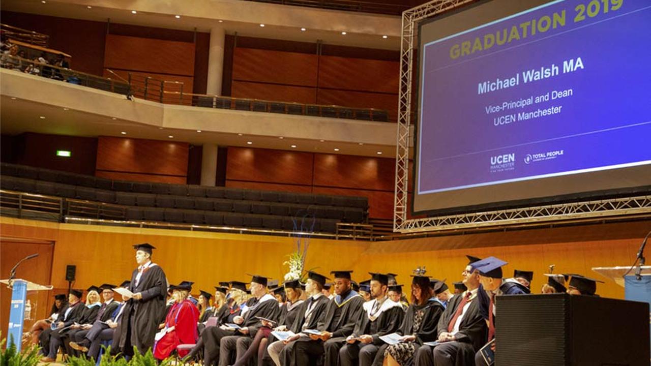 Vice-principal and Dean of UCEN Manchester, Michael Walsh, opening the 2019 Graduation