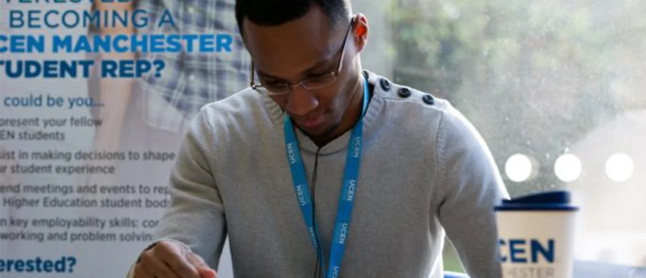A student reading a book