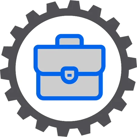 A cog with a briefcase inside