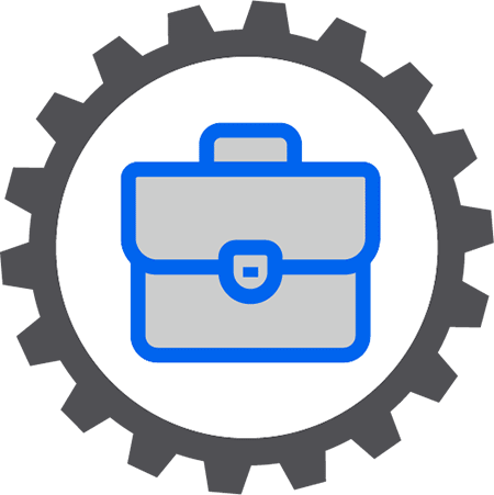 A cog with a briefcase inside
