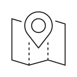 Icon of a map and a location pin on the map