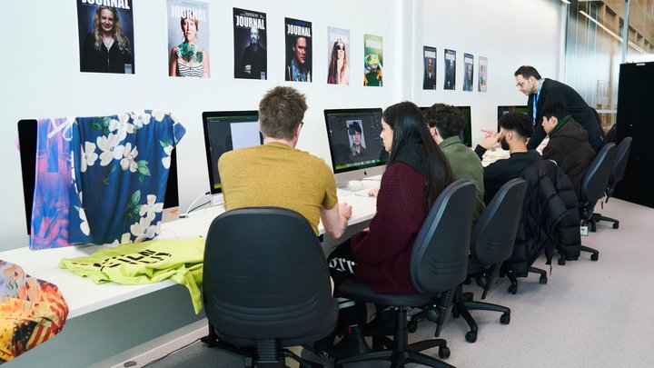 A row of learners using creative software