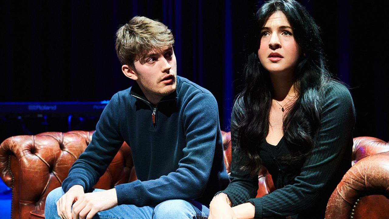 Photograph of two UCEN Manchester students during a dress rehearsal for a show from The Arden School of Theatre.