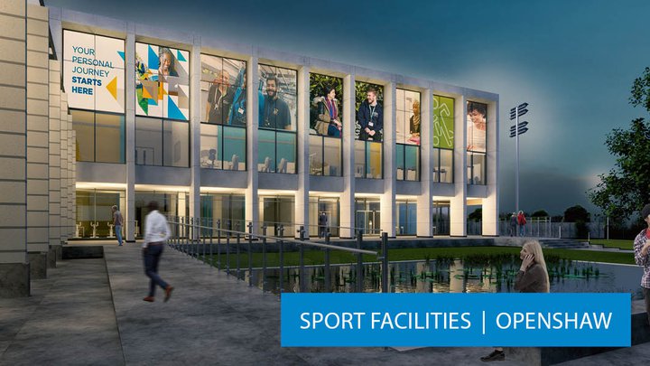 Openshaw Sports and Healthcare facilities lit up at night