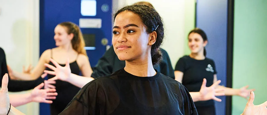 Close-up of a Performing Arts student dancing