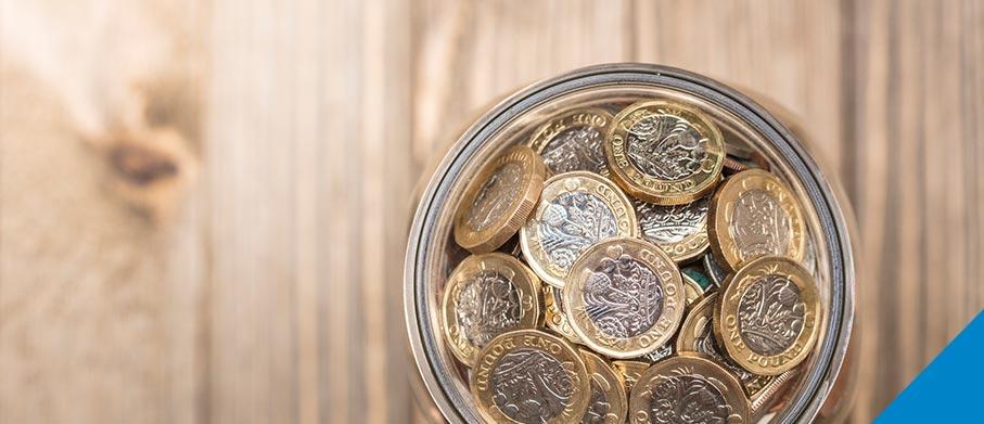 A pot full of pound coins