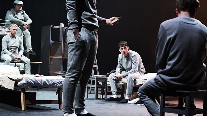 Prison scene dress rehearsal taking place the The Arden School of Theatre