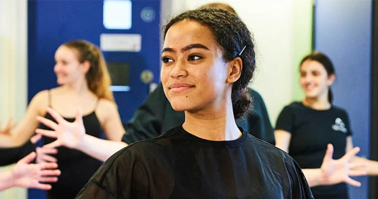A dancer performing in class