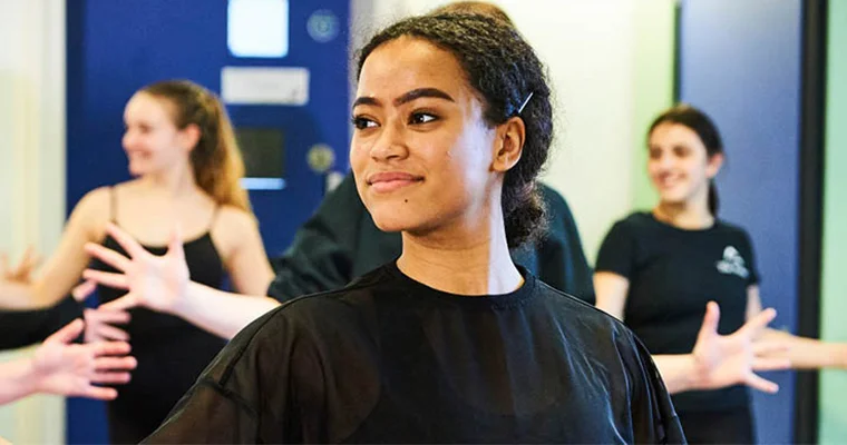 Close-up of a Performing Arts student dancing