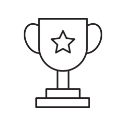 Icon of award trophy representing high student satisfaction