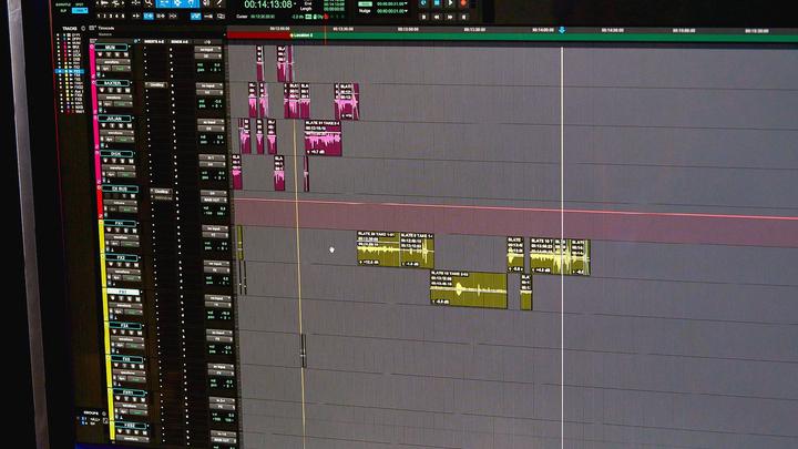 Close-up of a computer screen showing editing software