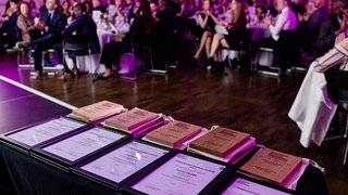 Photograph of the 2023 Inspirational Student Awards Dinner at Sheffield Hallam University.