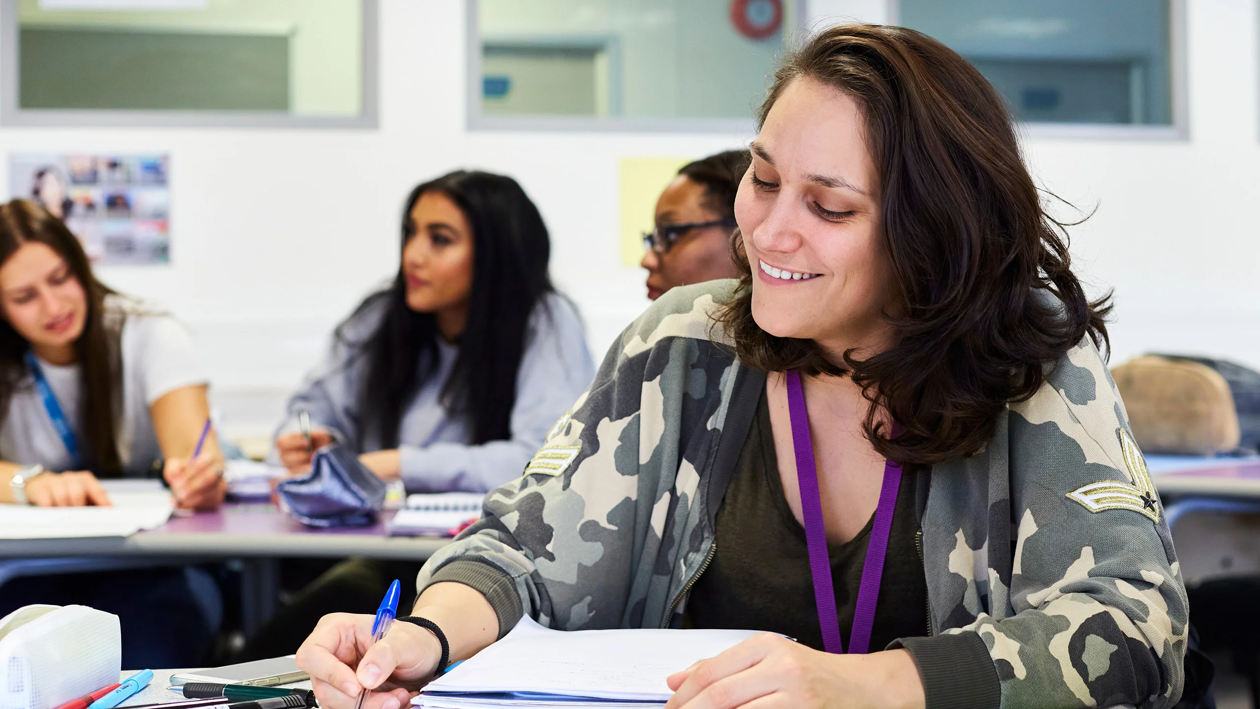 Close-up of a learner smiling