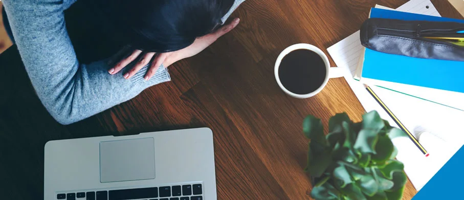 Ariel view of someone working at a desk