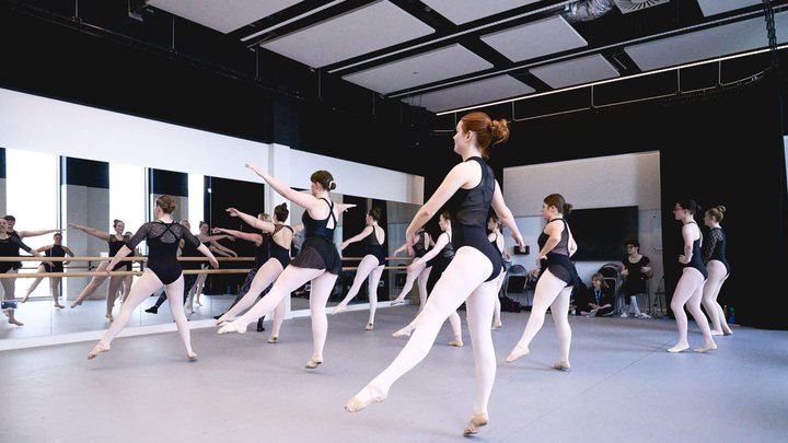Dancers rehearsing in a studio