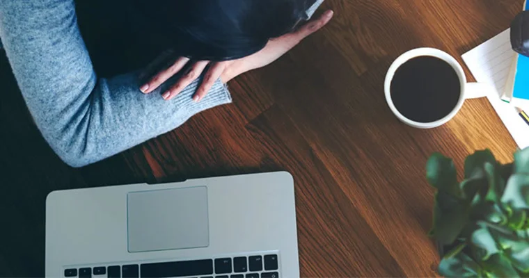 Ariel view of someone working at a desk