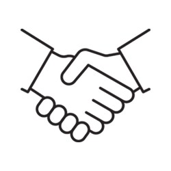 Icon of handshake representing work placement and employer partnerships